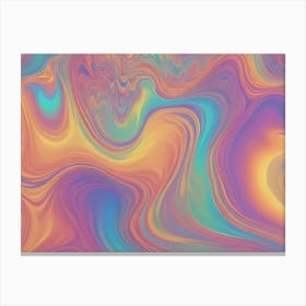 Abstract Image Of Swirling, Iridescent Colors In Shades Of Blue, Teal, Purple, Orange, And Yellow 4 Canvas Print