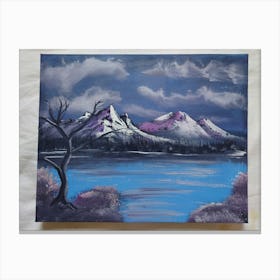 Blue lake mountain Canvas Print