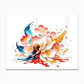 Abstract Paint Splash Flower Arrangement 11 Canvas Print