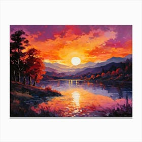 Tranquil Sunset Over Lake Canvas Print