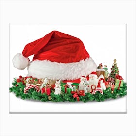 A Vividly Fluffy Red Santa Hat Brimming With Soft White Faux Fur Domes The Top In A Merry Celeb (6) Canvas Print