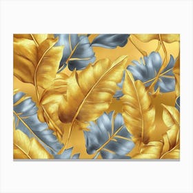 Gold And Blue Leaves Canvas Print