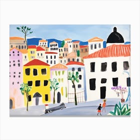 Florence Italy Cute Watercolour Illustration 5 Canvas Print
