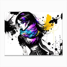 Girl With Paint Splatters 4 Canvas Print