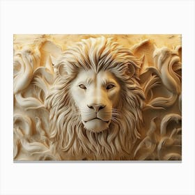 Lion Head Carving Canvas Print