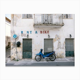 Rent A Blue Bike Canvas Print