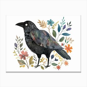 Little Floral Crow 1 Canvas Print