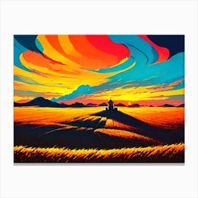 Sunset In The Field 4 Canvas Print