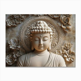 3d Relief Of A Serene Buddha Statue 2 Canvas Print