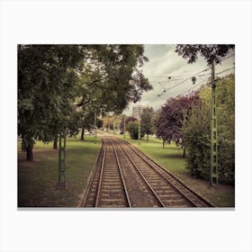 Railroad Tracks On An Autumn Day Canvas Print