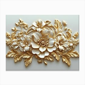 3d Gold Floral 3 Canvas Print