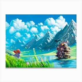 Moving Castle on Lake Canvas Print