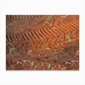 Texture Of Brown Mud With Tractor Tyre Tracks 5 Canvas Print