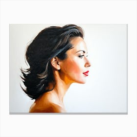 Side Profile Of Beautiful Woman Oil Painting 41 Canvas Print