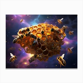 Bees In Space Paintings Art Print 1 Canvas Print