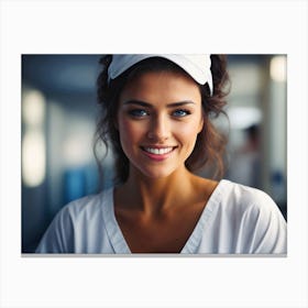 Portrait Of Pretty Smiling Nurse 2 Canvas Print