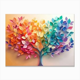 Colorful Tree With Leaves On Hanging Branches Illustration 1 Canvas Print