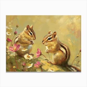 Floral Animal Illustration Chipmunk 4 Canvas Print
