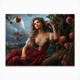Upscaled A Girl Sitting On A Branch Surrounded By Apples In The St 5aa2d643 B940 4ca3 B39c A0d76be56b87 Canvas Print