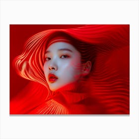 Korean Woman In Red 1 Canvas Print