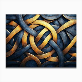 3d Golden And Dark Blue Canvas Print