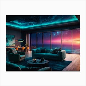 Living Room With Starry Sky Canvas Print