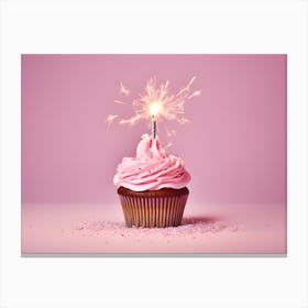 Birthday Cupcake With Sparkler Canvas Print