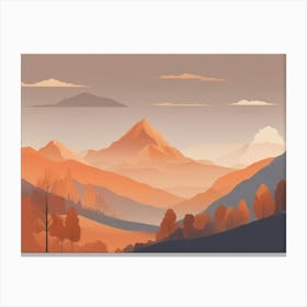 Misty mountains horizontal background in orange tone 88 Canvas Print