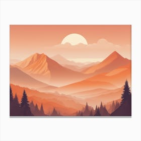 Misty mountains horizontal background in orange tone 108 Canvas Print