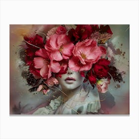 Woman With Flowers On Her Head 1 Canvas Print