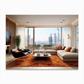 An Elegant Living Room In The Heart Of Autumn Brimming With Fine Furniture A Comfortably Plush Sof (2) 1 Canvas Print