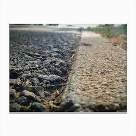 Asphalt Sidewalk Close Up On Sunny Day Canvas Print