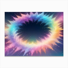 A Vibrant Abstract Image Of A Colorful Explosion Of Paint Splatters, Creating A Circular Shape Canvas Print