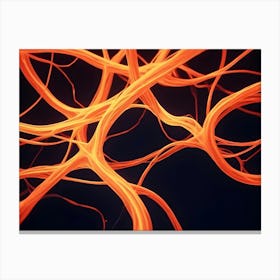 Abstract 3d Rendering Of A Network Of Glowing, Orange Lines Intertwining And Forming A Complex, Organic Structure Canvas Print