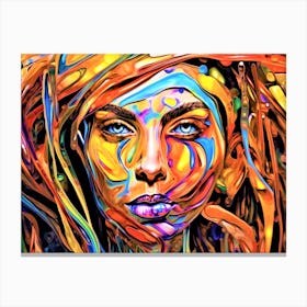 Lovely Liquidity - Colorful Face Portrait Canvas Print
