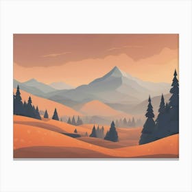 Misty mountains horizontal background in orange tone 61 Canvas Print