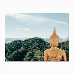Golden Buddha On A Viewpoint Canvas Print