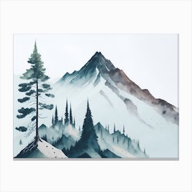 Mountain And Forest In Minimalist Watercolor Horizontal Composition 170 Canvas Print