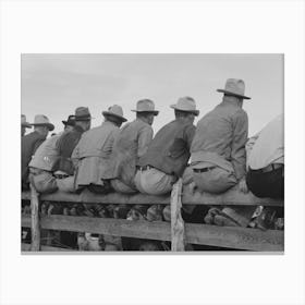 West Texans Sitting On Fence At Horse Auction, Eldorado, Texas By Russell Lee Canvas Print