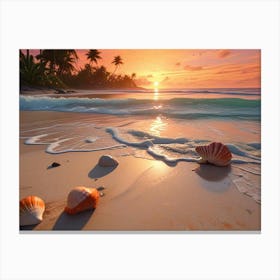 Seashells On The Beach Canvas Print