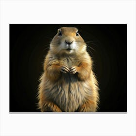 Prairie Dog Portrait With Black Background And Concentric Circles 1 Canvas Print