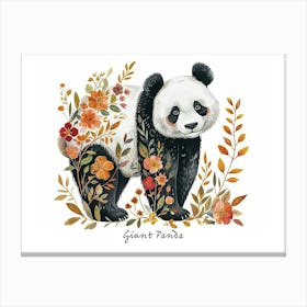 Little Floral Giant Panda 4 Poster Canvas Print