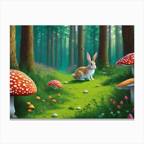 Bunny In The Magic Forest Canvas Print