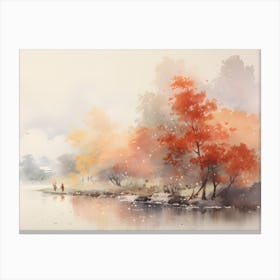 Autumn Trees By The River Canvas Print