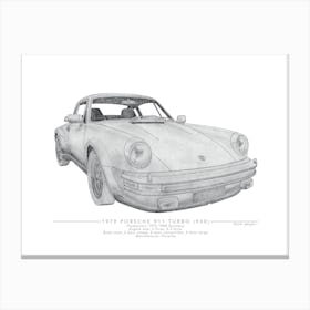 Porsche 911 Turbo (930) Pencil Illustration Canvas Print