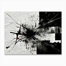 Chaos Abstract Black And White 10 Canvas Print