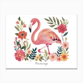 Little Floral Flamingo 2 Poster Canvas Print