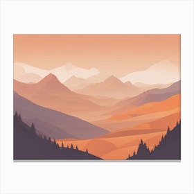 Misty mountains horizontal background in orange tone 21 Canvas Print