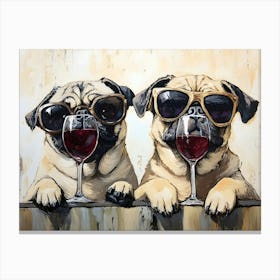 City Pugs 3 Canvas Print