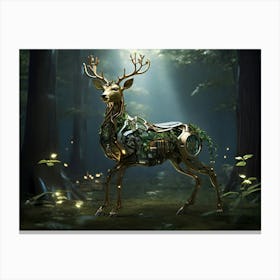 Deer In The Forest Paintings Art Print 3 Canvas Print